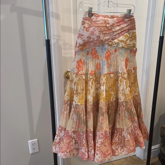 Zimmermann Postcard Patchwork Floral Patterned Women's Skirt - Picture 1 of 5